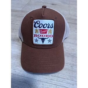 Coors Banquet‎ Rodeo Trucker Hat Brown Mesh Snapback Baseball Cap Mens NEW